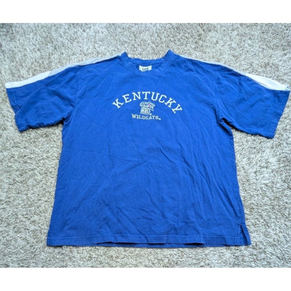 Vintage Lee Kentucky Wildcats T-Shirt Mens XL Blue Embroidered 90s Basketball